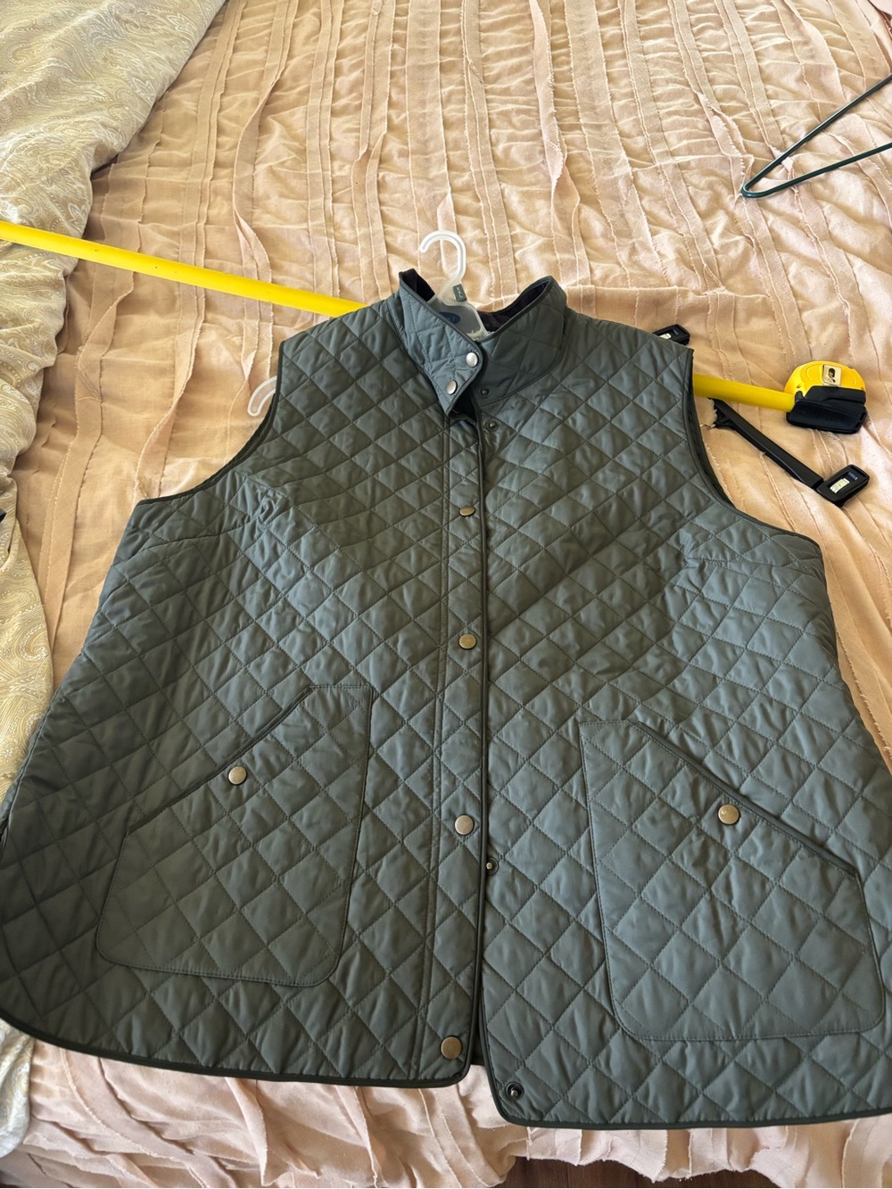 2X Lands' End Quilted Vest in Olive